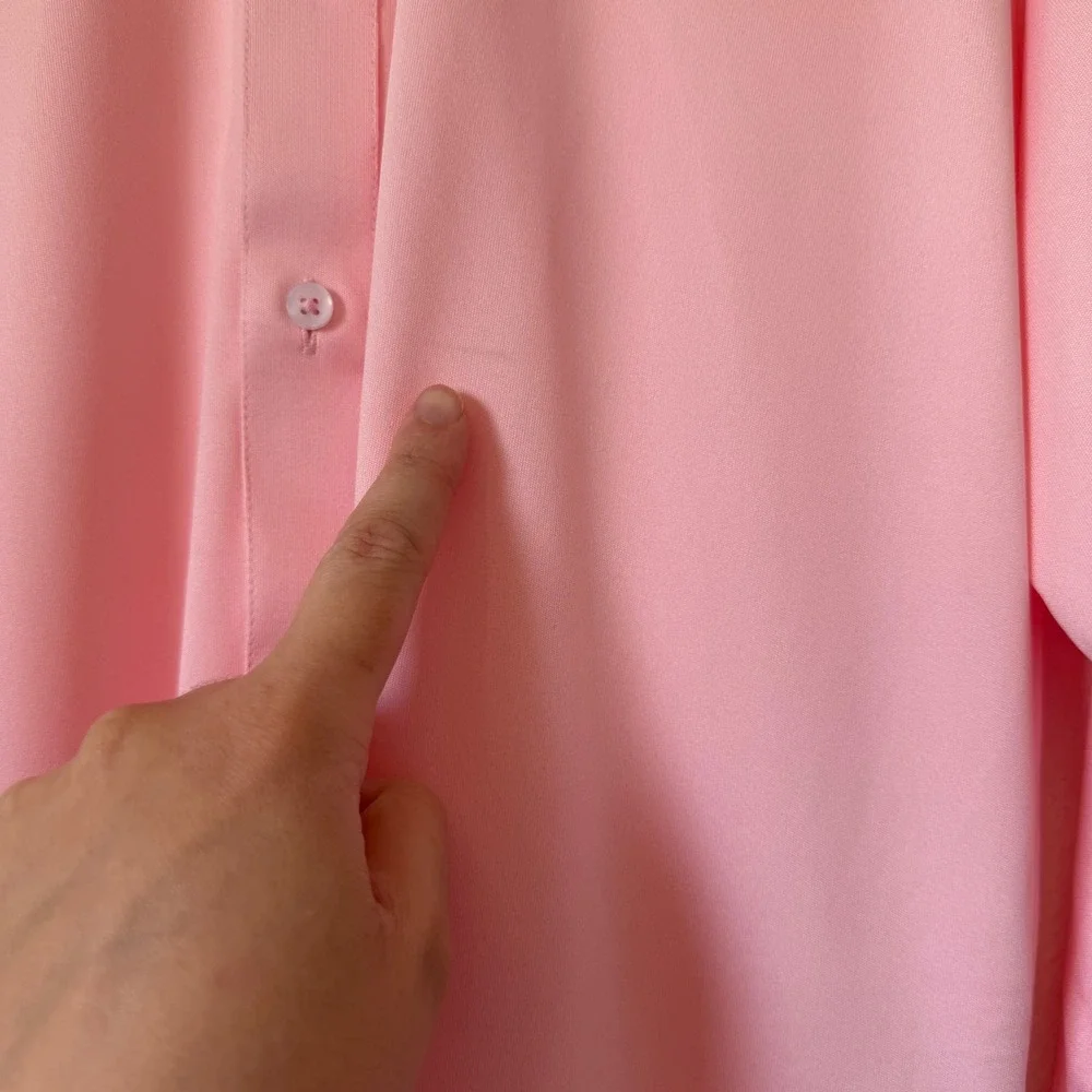 Collars & Co Mens Dress Collar Polo Shirt Pink Long Sleeve Button Down Small